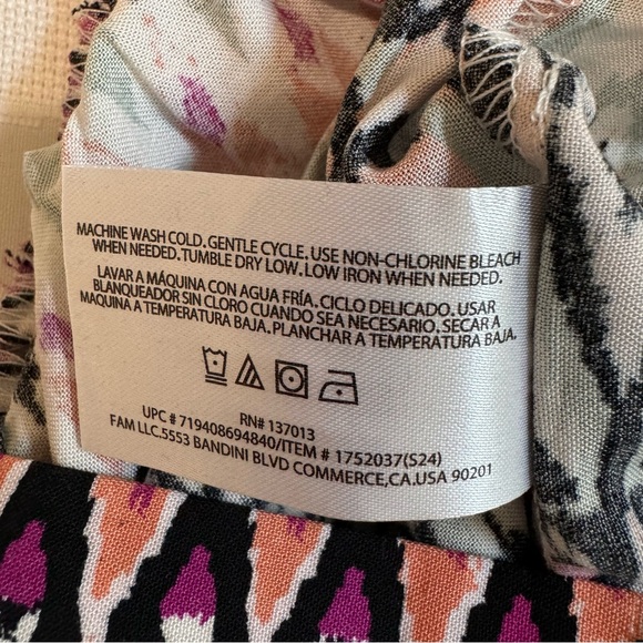 Wildfox Geo Print Pull-On Shorts Front Patch Pockets Orange Multi L - Picture 12 of 13